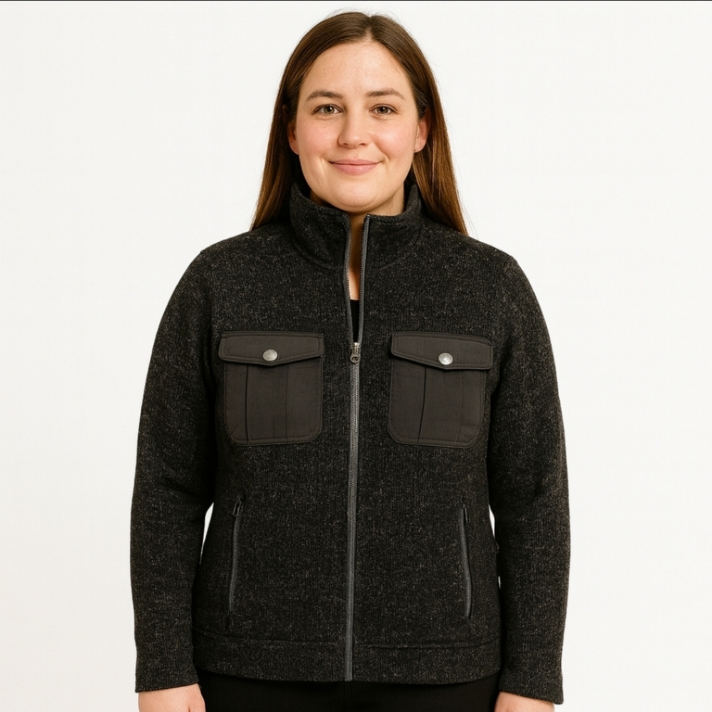 Marmot Black Wool Blend Performance Womens Sweater Jacket Petite size SP
